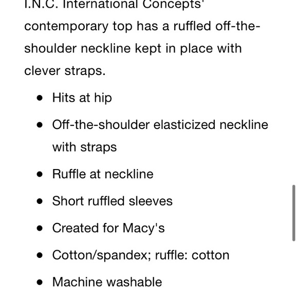 INC Ruffled Off The Shoulder NWOT Size XL - Picture 3 of 4